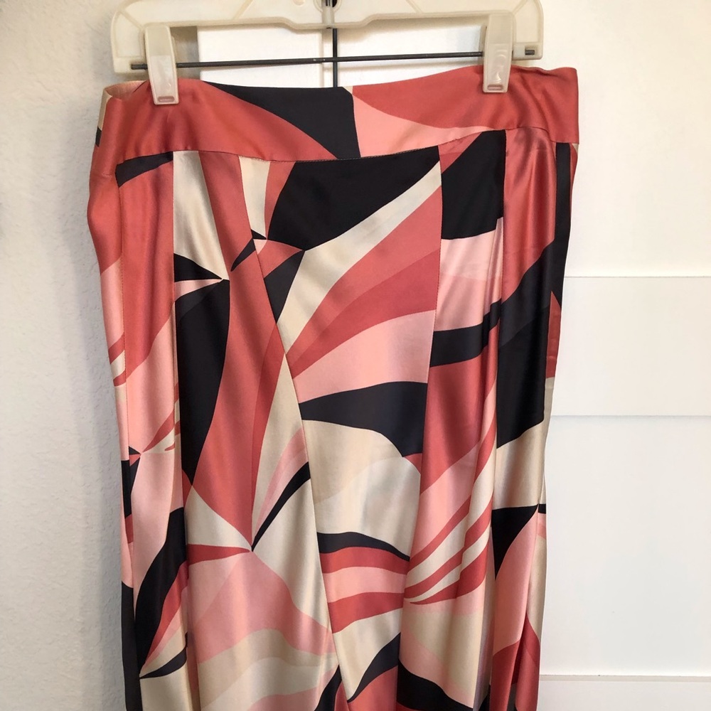 Theory silk swing skirt multi modern print